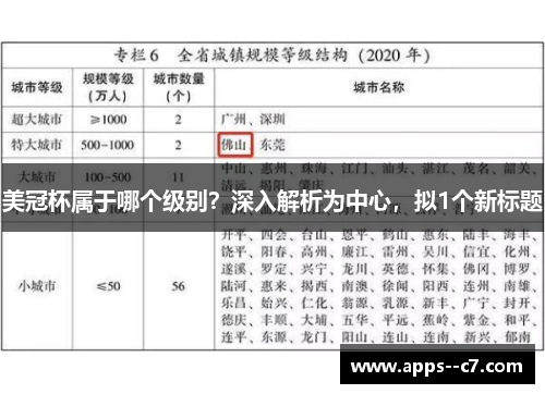 美冠杯属于哪个级别？深入解析为中心，拟1个新标题